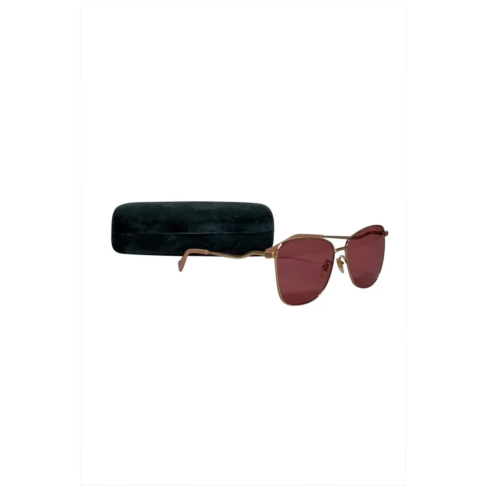 Gucci - Gold Oversized Sunglasses w/Pink Translucent Lenses
